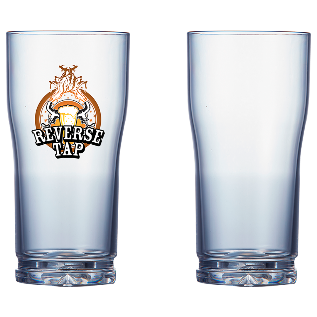 Two clear pint glasses