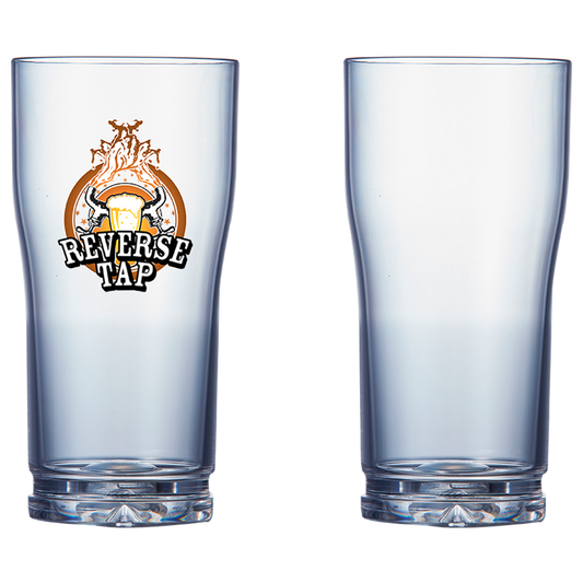 Two clear pint glasses